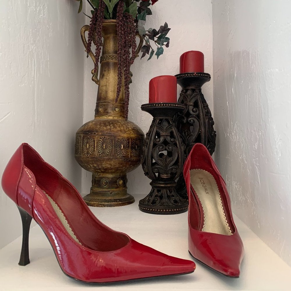 BCBGirls Red Patent Pointed Toe Heels